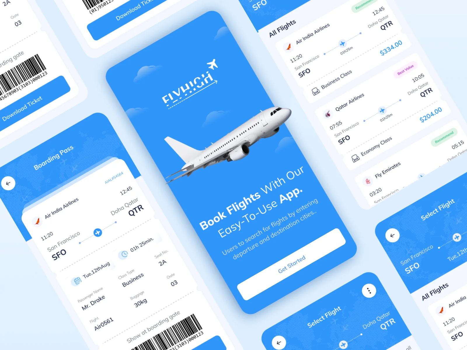 Flight tickets booking mobile app bmv system integration