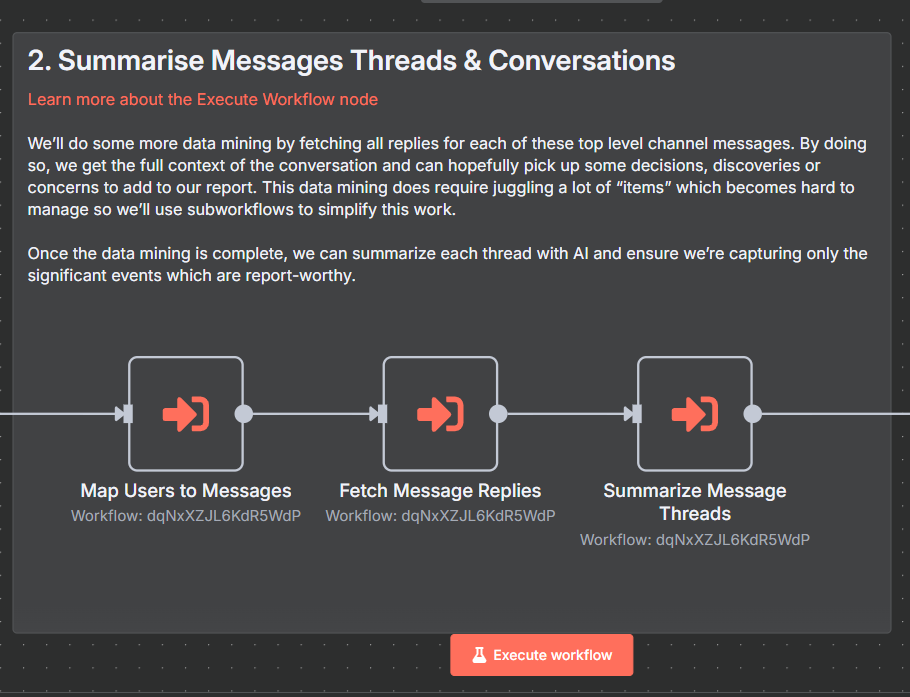 the image shows the automated flow of fetching the replies for each top channel messages.